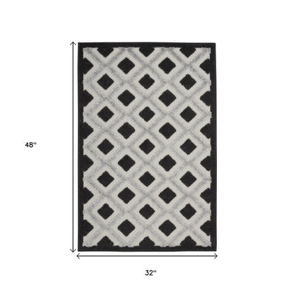 3' X 4' Black And White Indoor Outdoor Area Rug HomeRoots