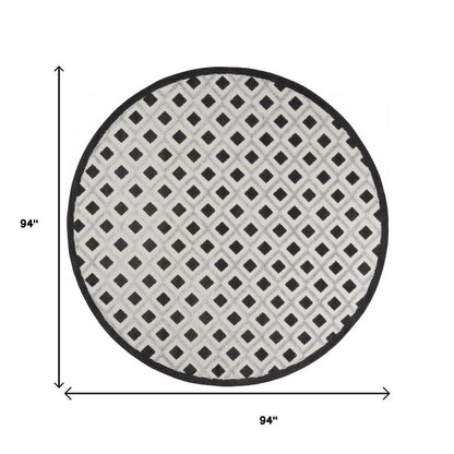 8' X 8' Black And White Round Indoor Outdoor Area Rug HomeRoots