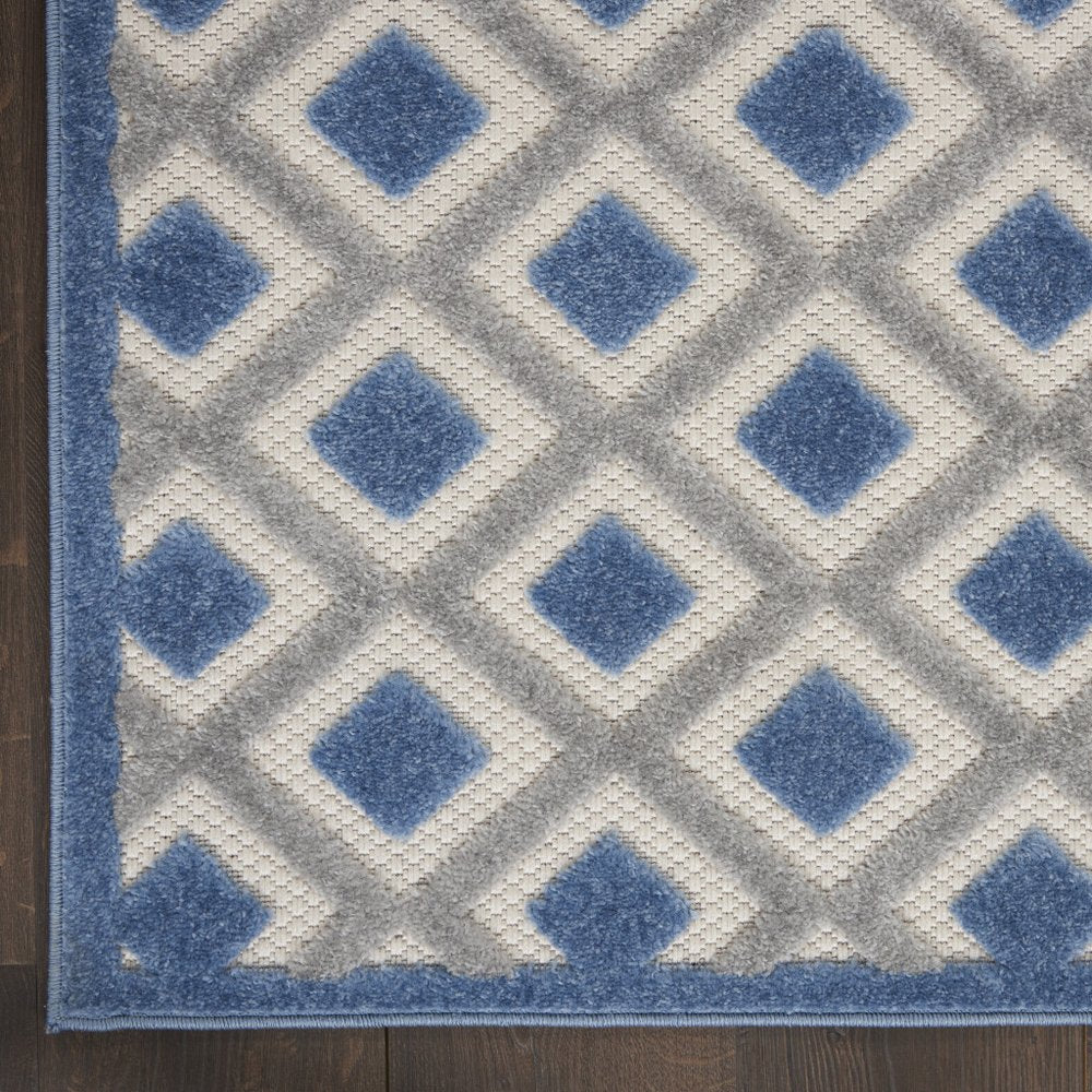 6' Blue And Gray Indoor Outdoor Runner Rug — view 10