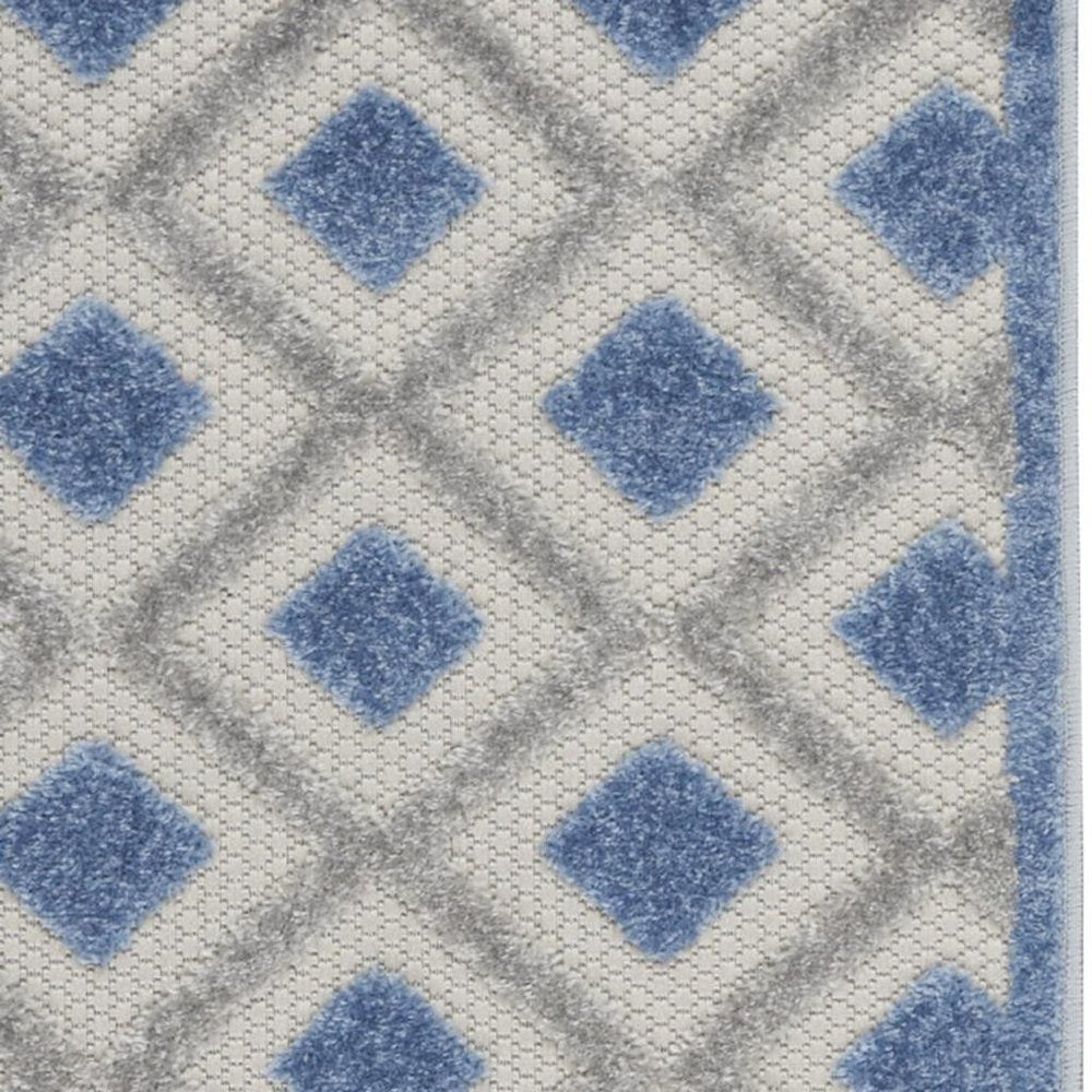 6' Blue And Gray Indoor Outdoor Runner Rug — view 2