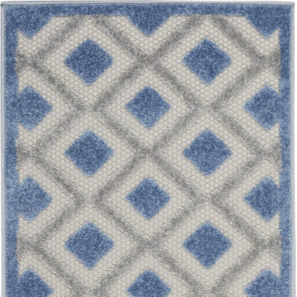 6' Blue And Gray Indoor Outdoor Runner Rug HomeRoots