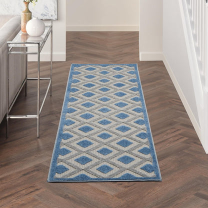 6' Blue And Gray Indoor Outdoor Runner Rug HomeRoots