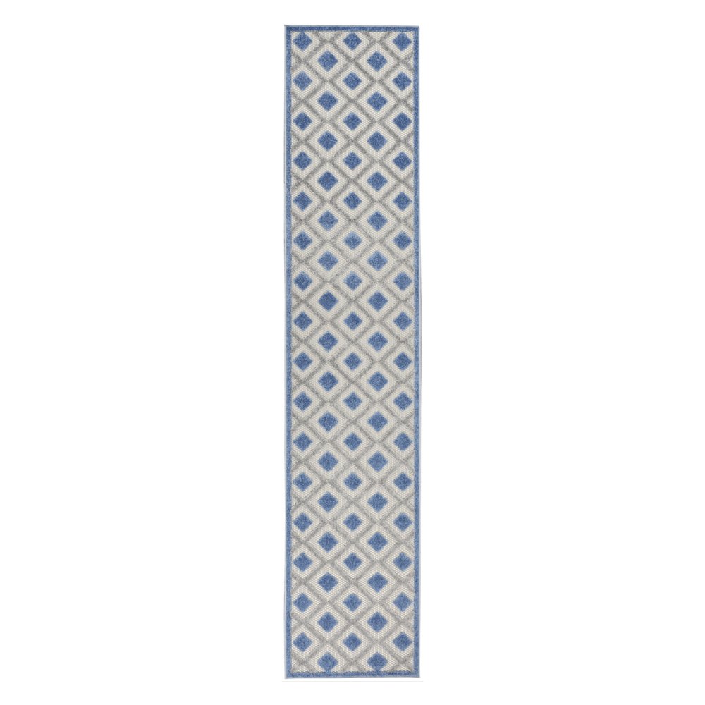 10' Blue And Gray Indoor Outdoor Runner Rug — view 11