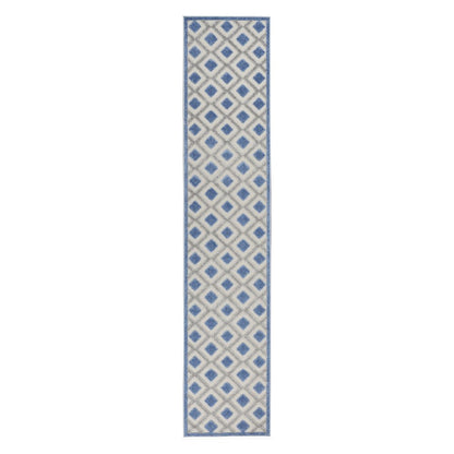 10' Blue And Gray Indoor Outdoor Runner Rug HomeRoots