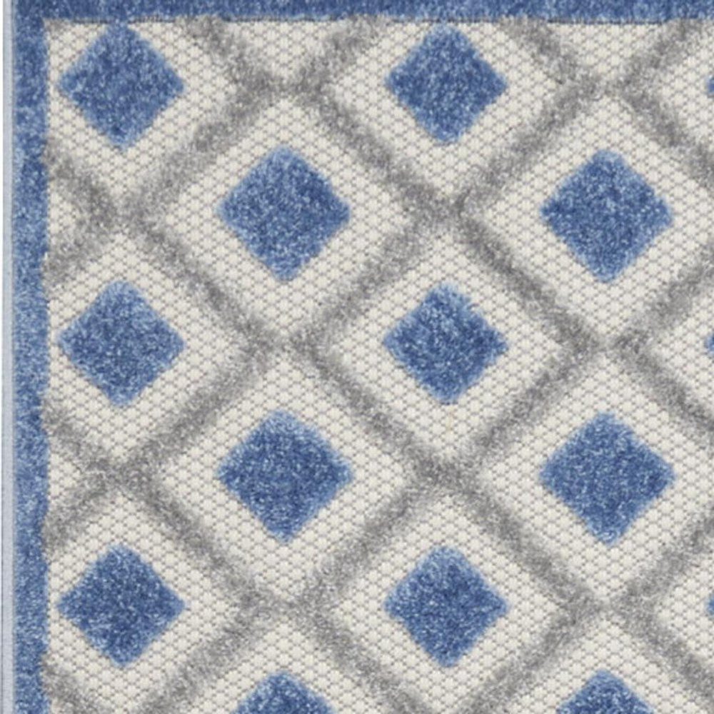 10' Blue And Gray Indoor Outdoor Runner Rug — view 3