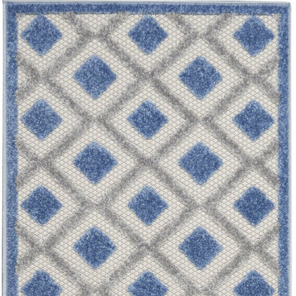 10' Blue And Gray Indoor Outdoor Runner Rug HomeRoots