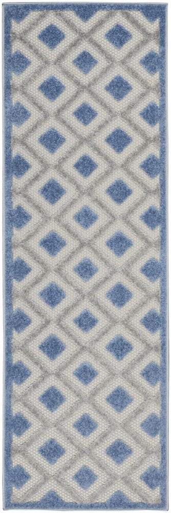 8' Blue And Gray Indoor Outdoor Runner Rug HomeRoots