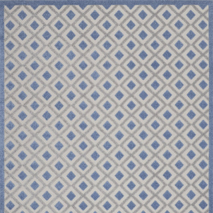 9' X 12' Blue And Grey Gingham Non Skid Indoor Outdoor Area Rug