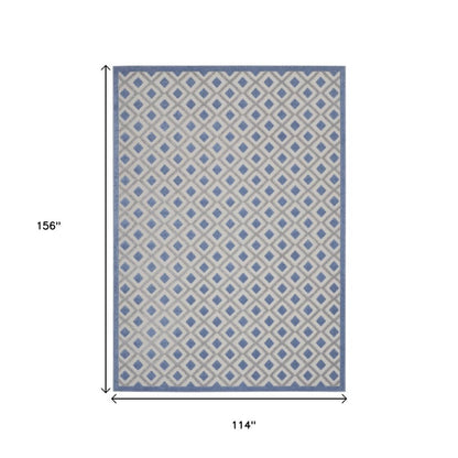 10' X 13' Blue And Gray Indoor Outdoor Area Rug HomeRoots