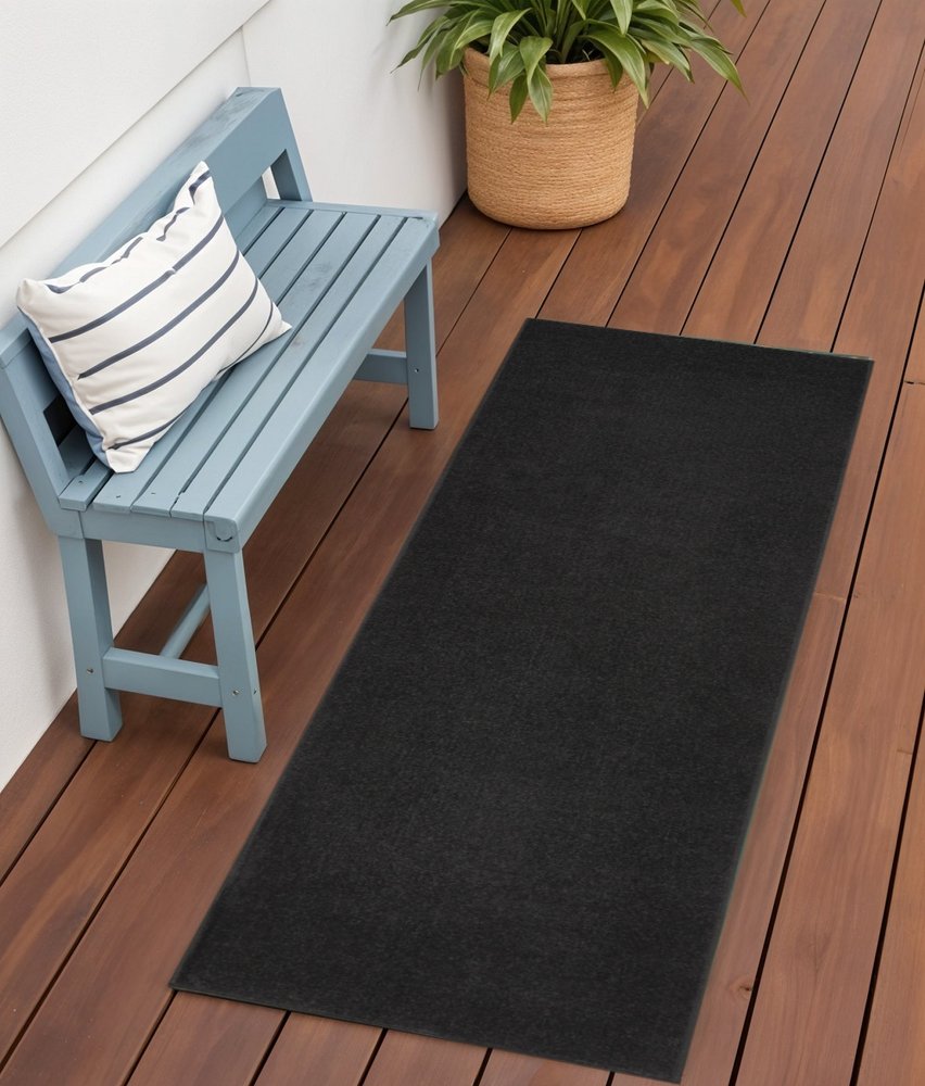 6' Black Indoor Outdoor Runner Rug HomeRoots