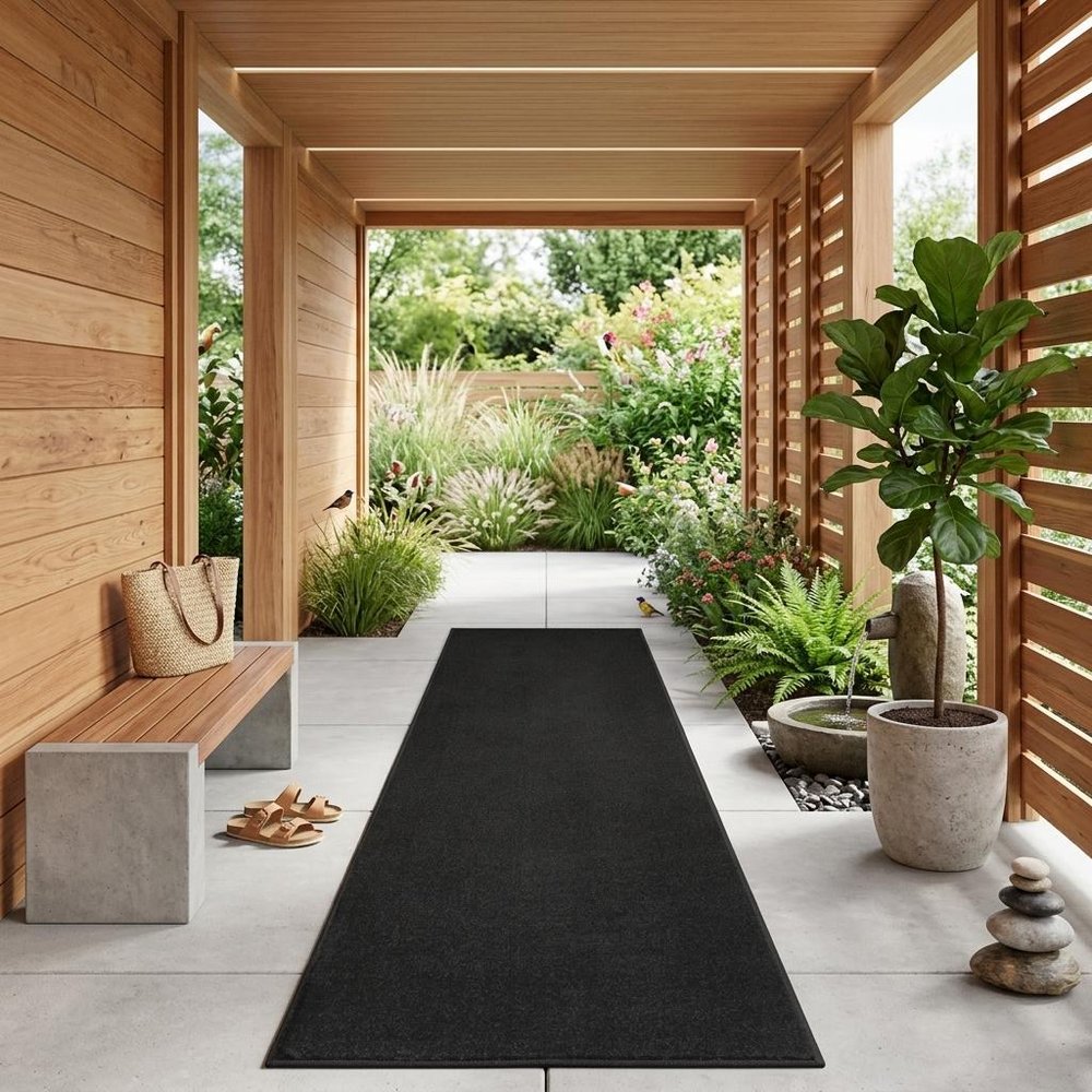 10' Black Indoor Outdoor Runner Rug — view 11