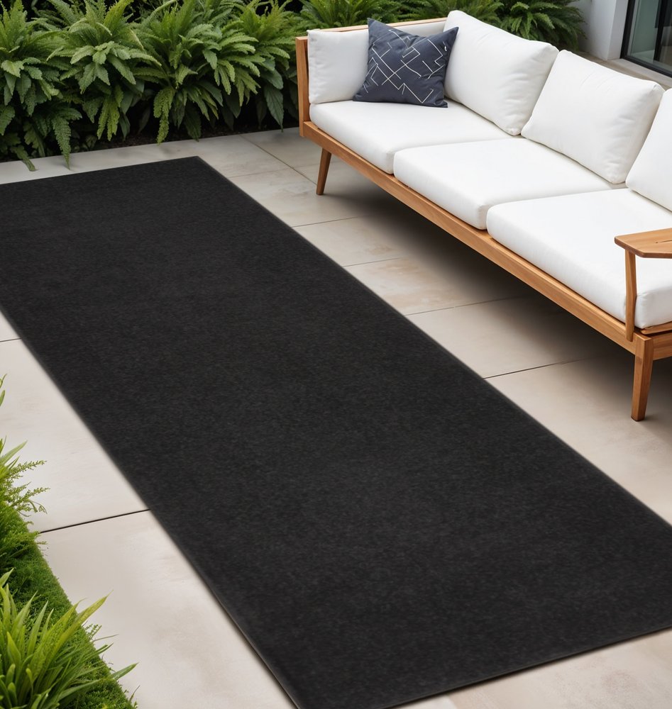 8' Black Indoor Outdoor Runner Rug — view 4