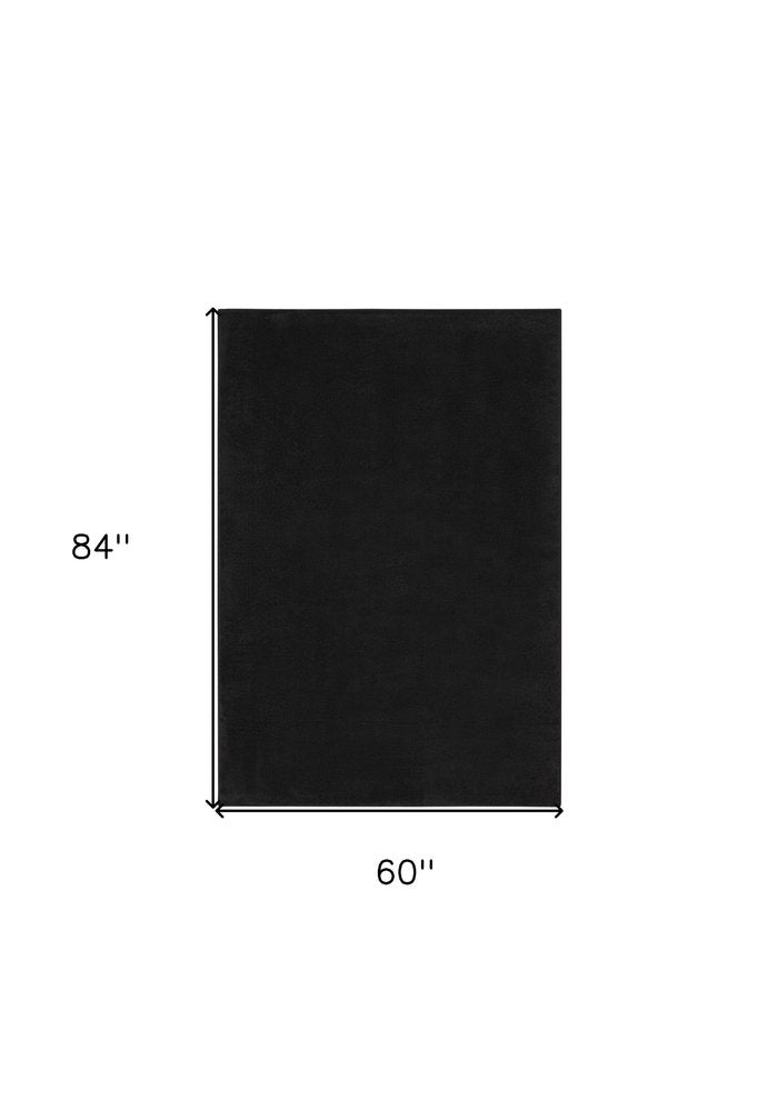 5' X 7' Black Stain Resistant Indoor Outdoor Area Rug HomeRoots