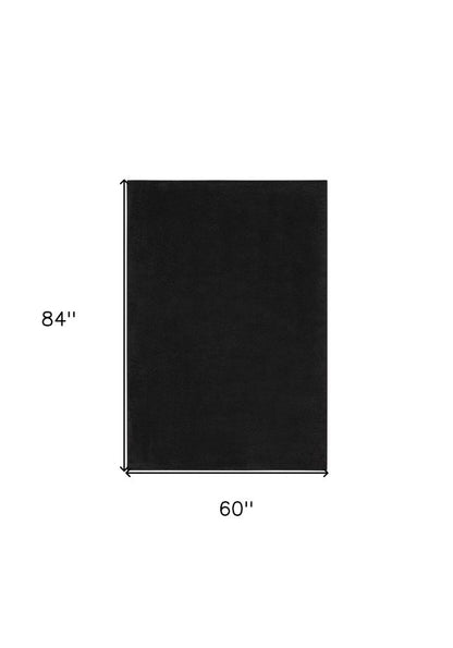 5' X 7' Black Stain Resistant Indoor Outdoor Area Rug HomeRoots
