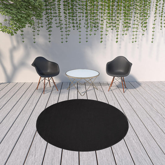 8' X 8' Black Round Non Skid Indoor Outdoor Area Rug