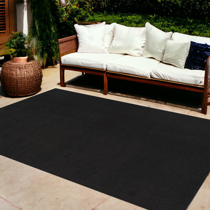 9' X 12' Black Stain Resistant Indoor Outdoor Area Rug