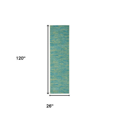 10' Blue And Green Indoor Outdoor Runner Rug HomeRoots