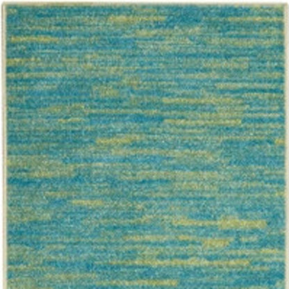 10' Blue And Green Indoor Outdoor Runner Rug HomeRoots