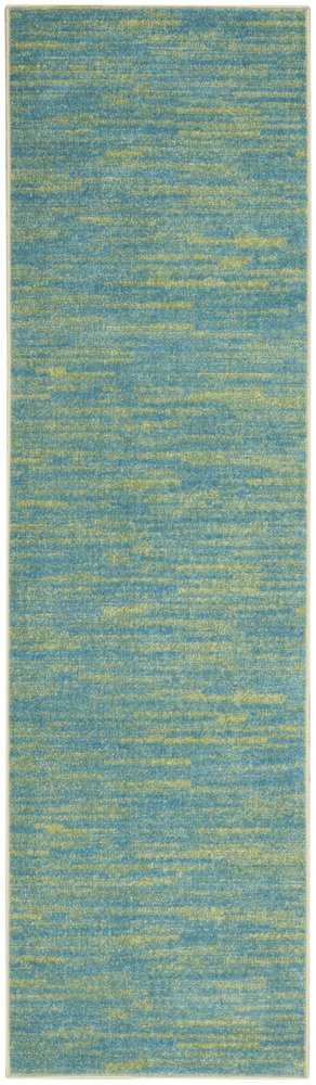 10' Blue And Green Indoor Outdoor Runner Rug — view 8