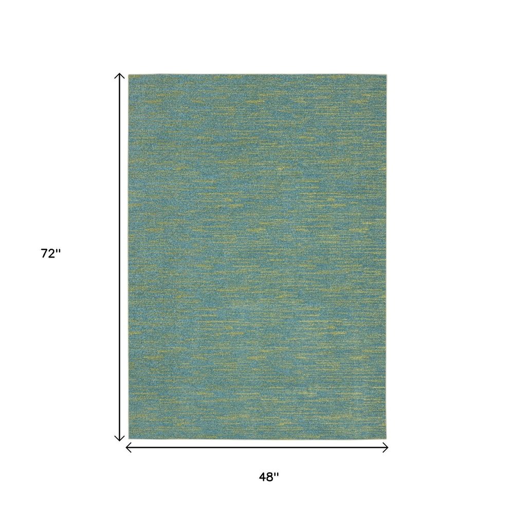 4' X 6' Blue And Green Indoor Outdoor Area Rug — view 2
