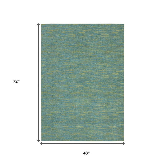 4' X 6' Blue And Green Indoor Outdoor Area Rug