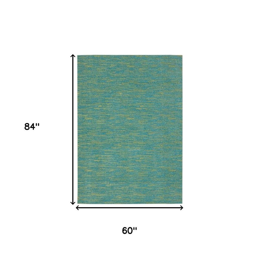5' X 7' Blue And Green Indoor Outdoor Area Rug — view 4