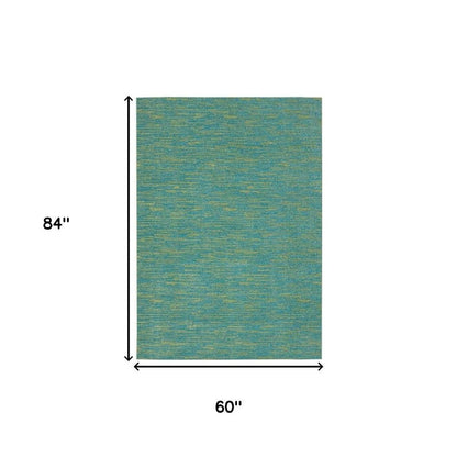 5' X 7' Blue And Green Indoor Outdoor Area Rug HomeRoots