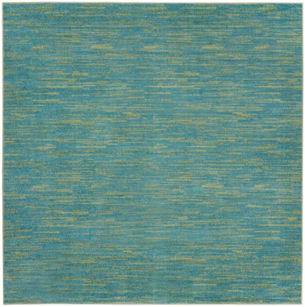 7' Blue And Green Square Indoor Outdoor Area Rug — view 1