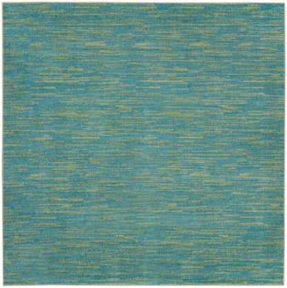7' Blue And Green Square Indoor Outdoor Area Rug HomeRoots