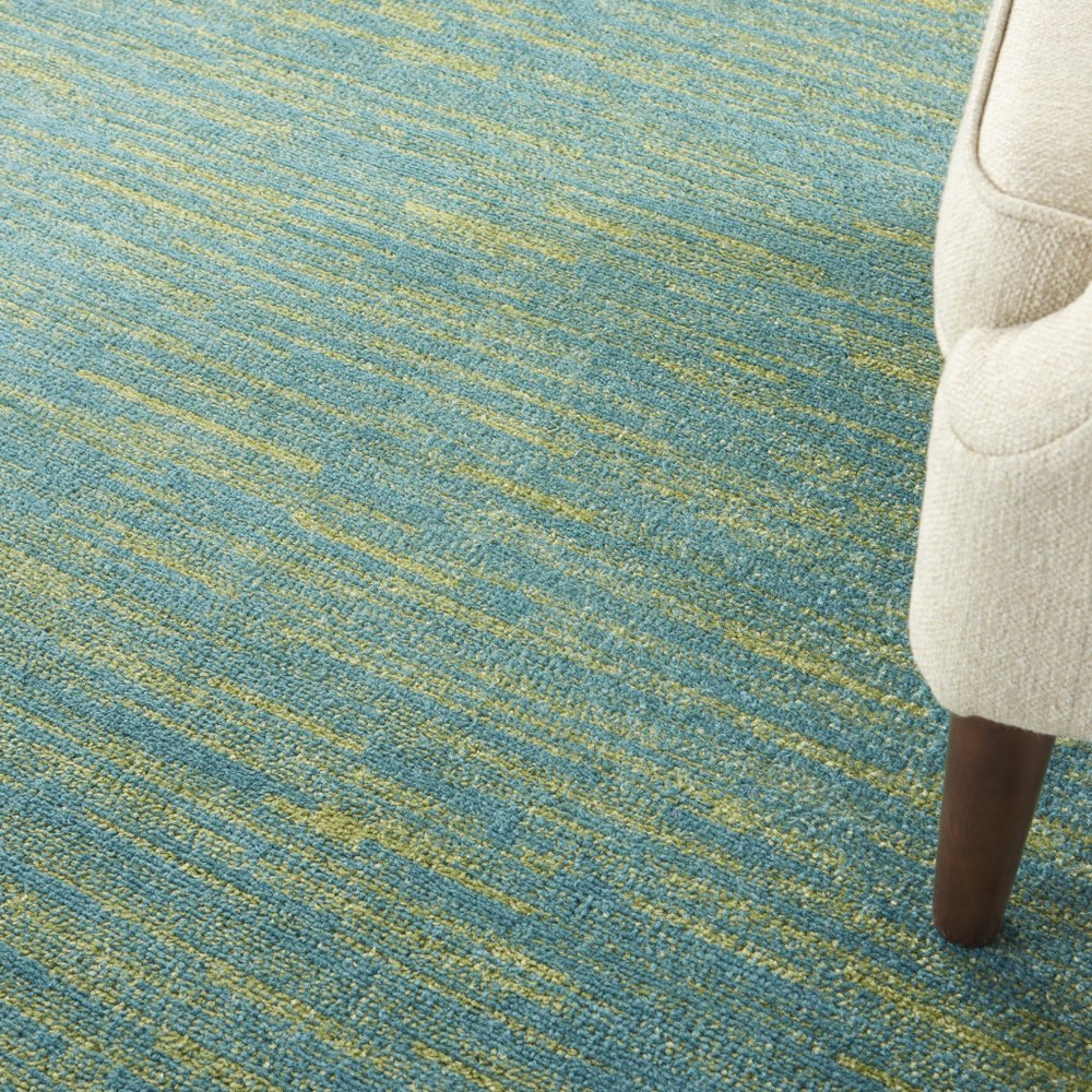 7' Blue And Green Square Indoor Outdoor Area Rug — view 7