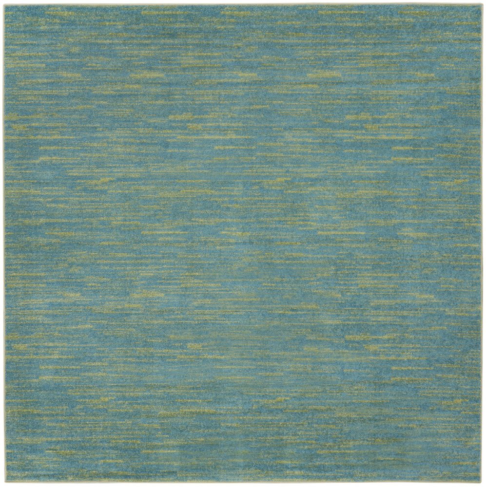 7' Blue And Green Square Indoor Outdoor Area Rug — view 8
