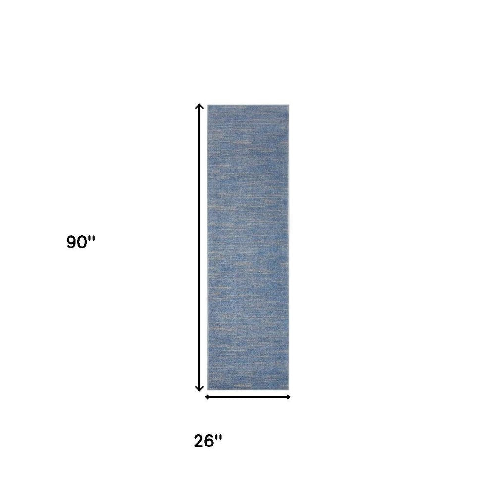 8' Blue And Gray Indoor Outdoor Runner Rug HomeRoots