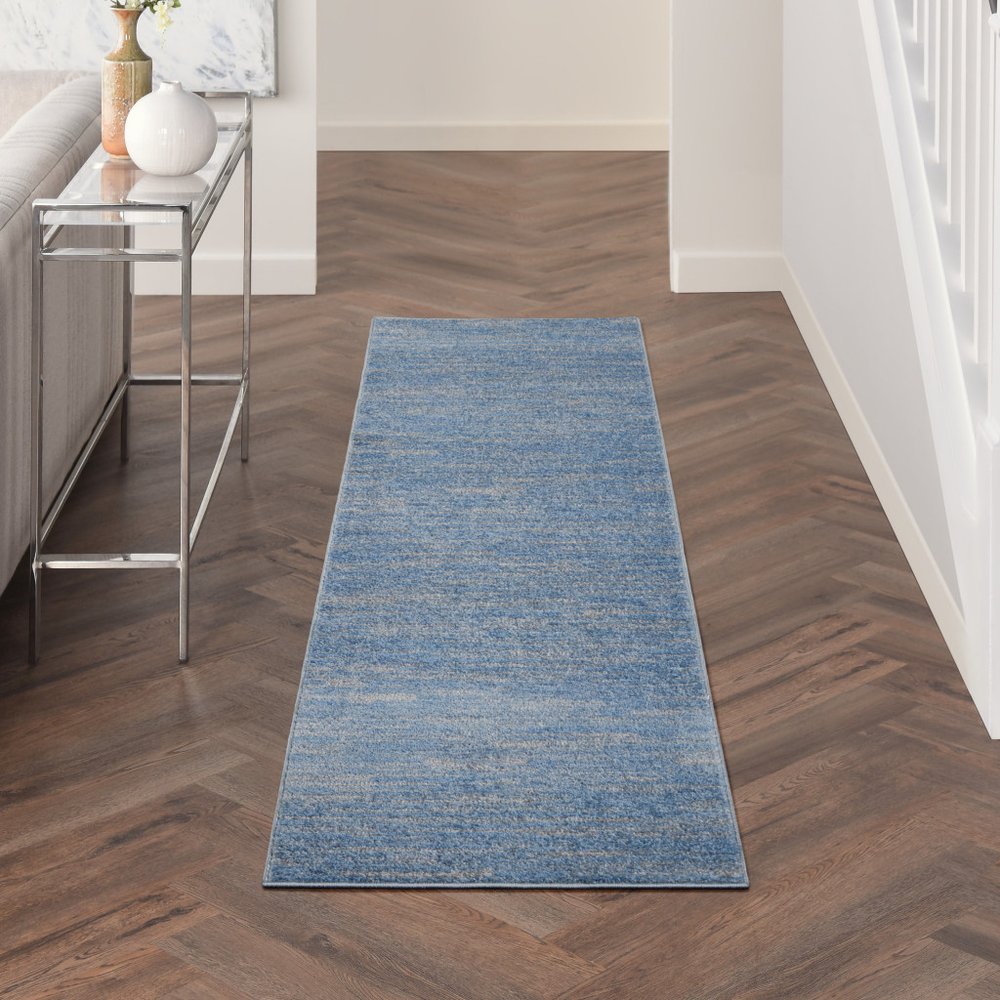 8' Blue And Gray Indoor Outdoor Runner Rug HomeRoots