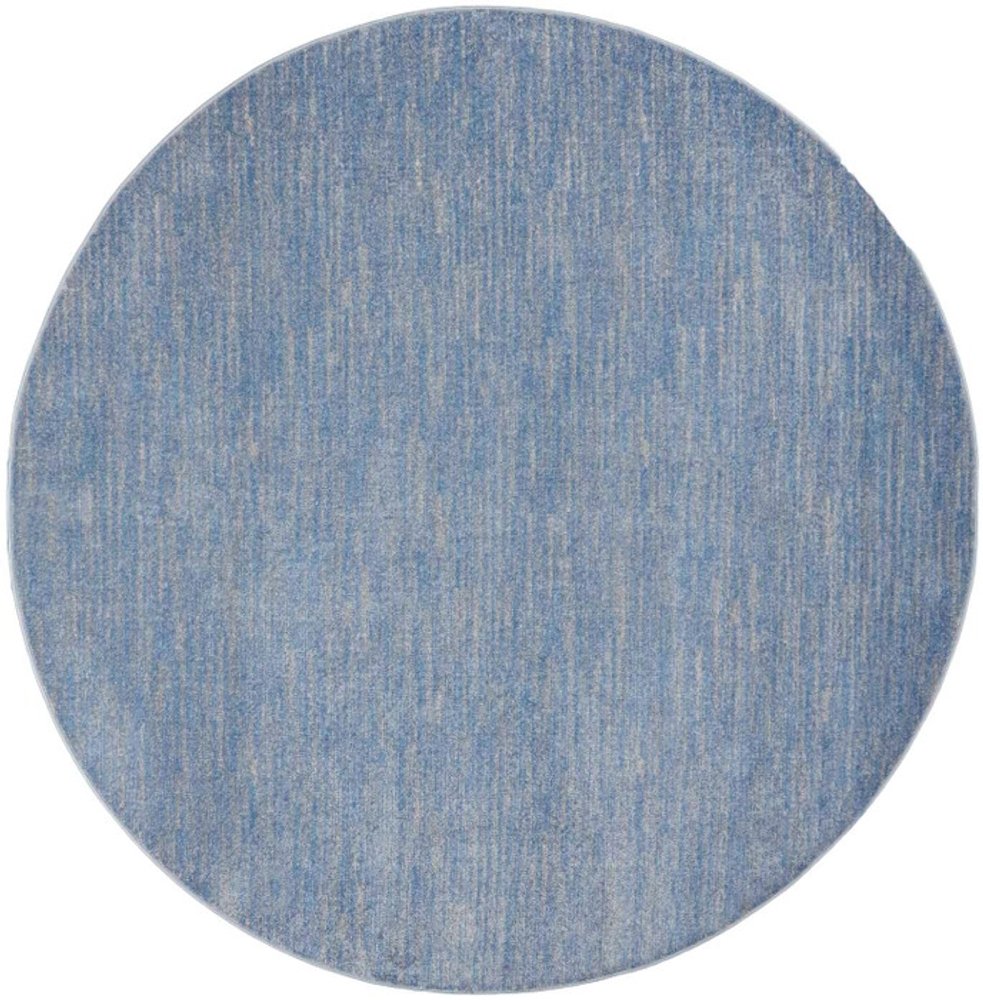 8' X 8' Blue And Gray Round Indoor Outdoor Area Rug — view 1