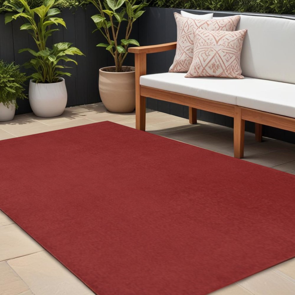 10' X 14' Brick Red Stain Resistant Indoor Outdoor Area Rug HomeRoots