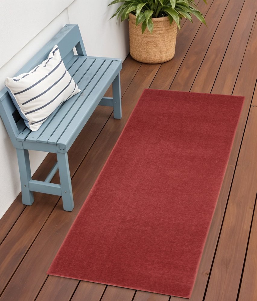 6' Brick Red Indoor Outdoor Runner Rug — view 1