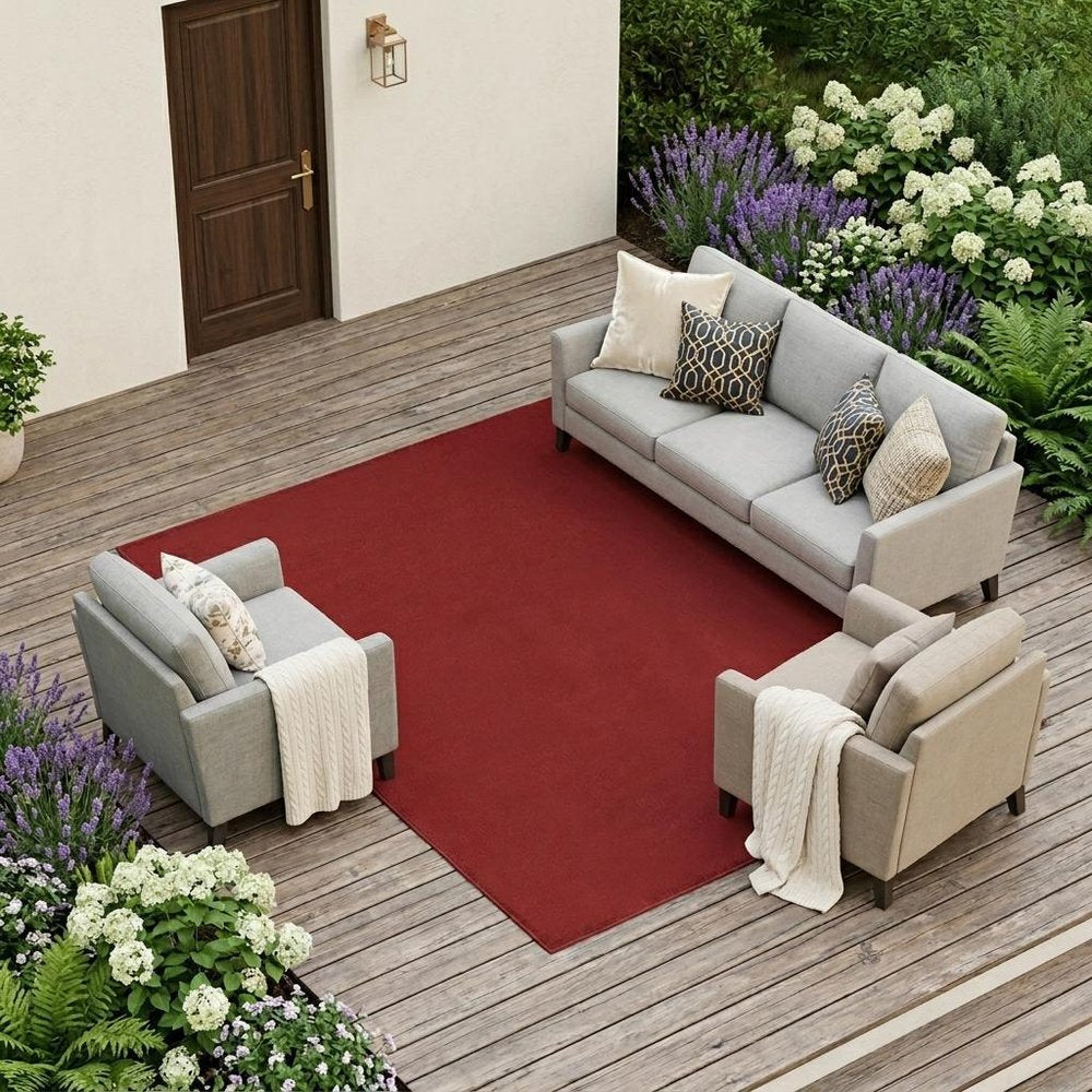 6' X 9' Brick Red Stain Resistant Indoor Outdoor Area Rug — view 12