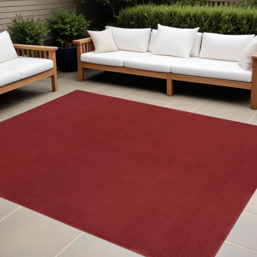 8' X 10' Brick Red Stain Resistant Indoor Outdoor Area Rug