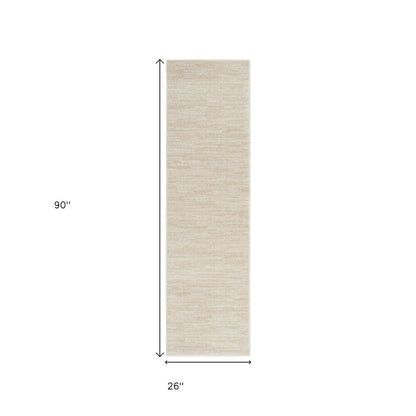 8' Beige And Ivory Indoor Outdoor Runner Rug HomeRoots