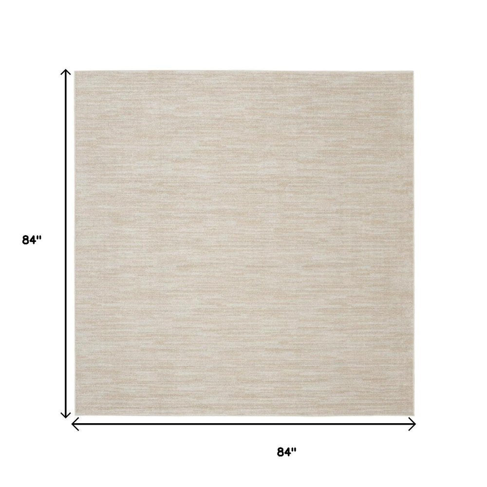 7' Beige And Ivory Square Indoor Outdoor Area Rug — view 3