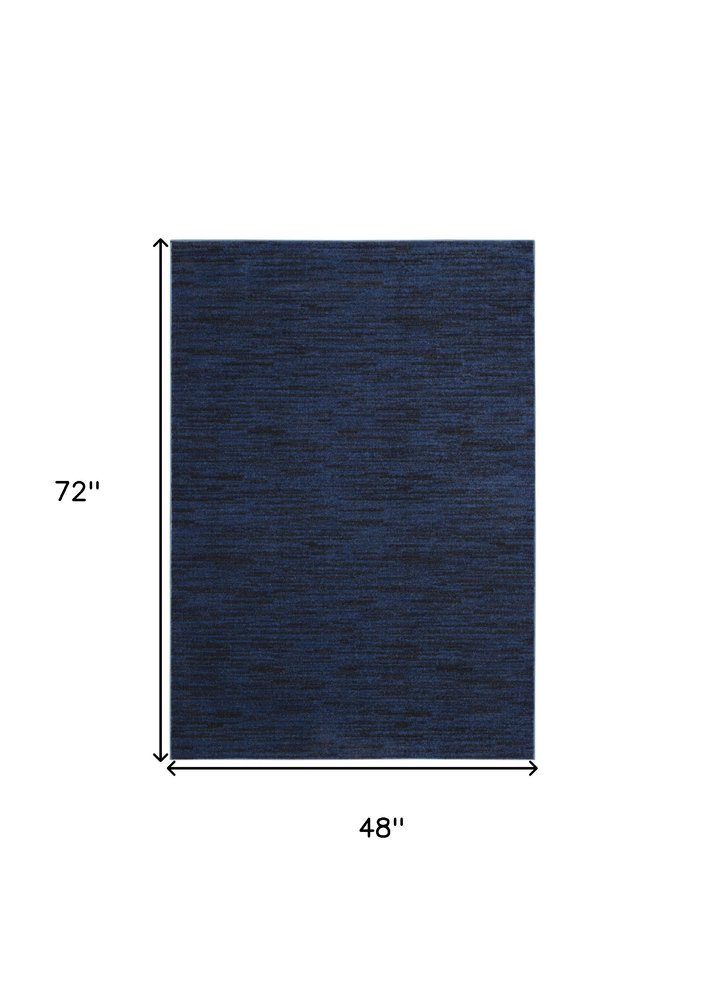 4' X 6' Midnight Blue Stain Resistant Indoor Outdoor Area Rug — view 1