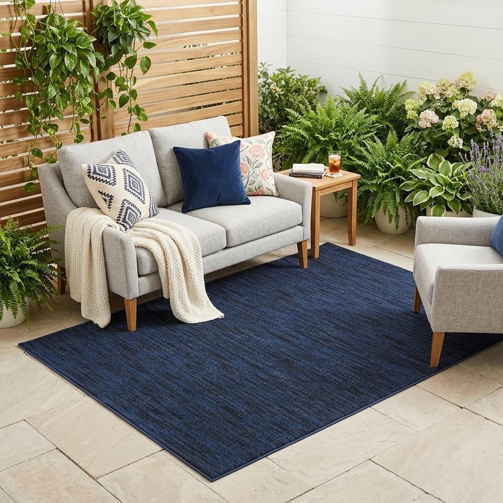 4' X 6' Midnight Blue Stain Resistant Indoor Outdoor Area Rug — view 10