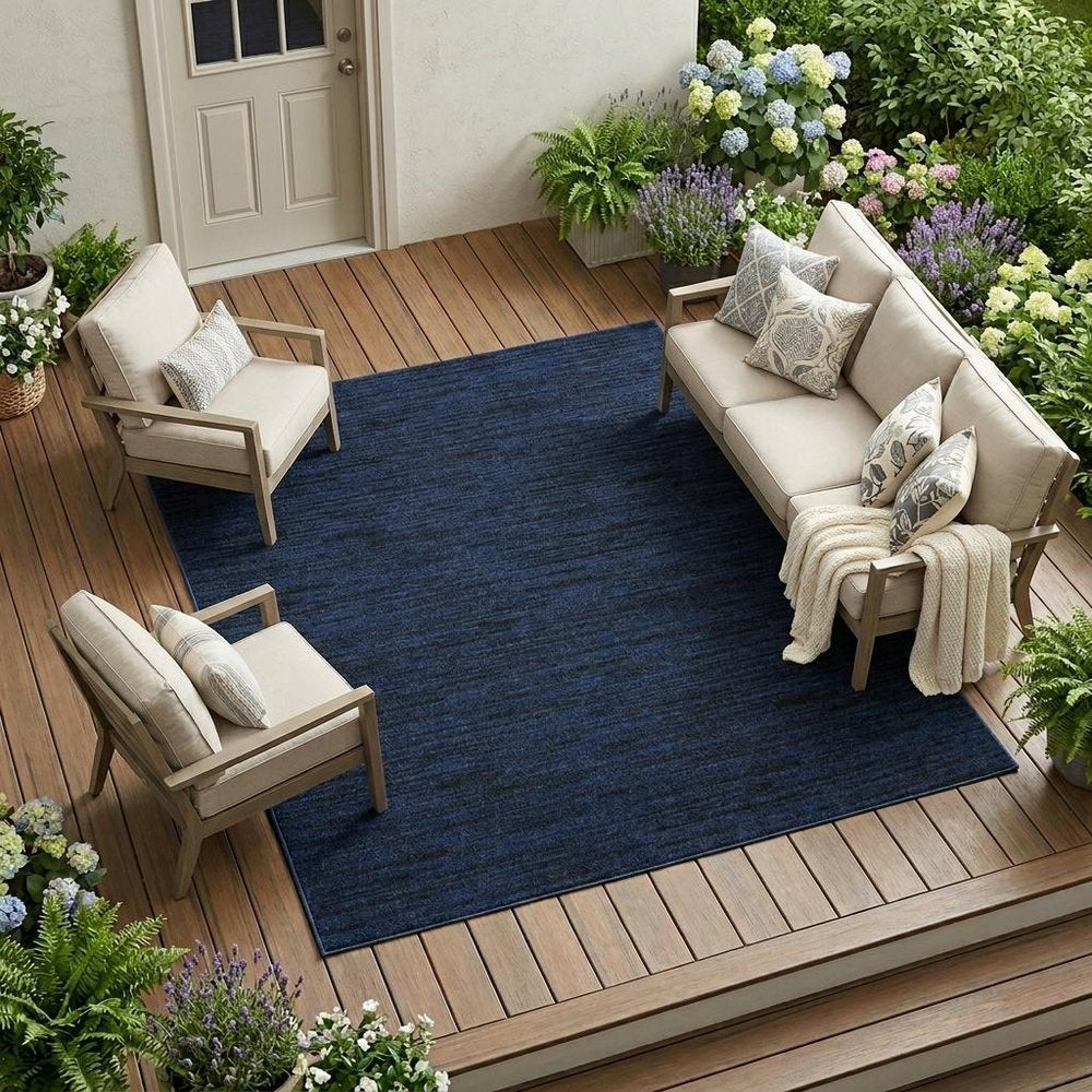 6' X 9' Midnight Blue Indoor Outdoor Area Rug — view 11