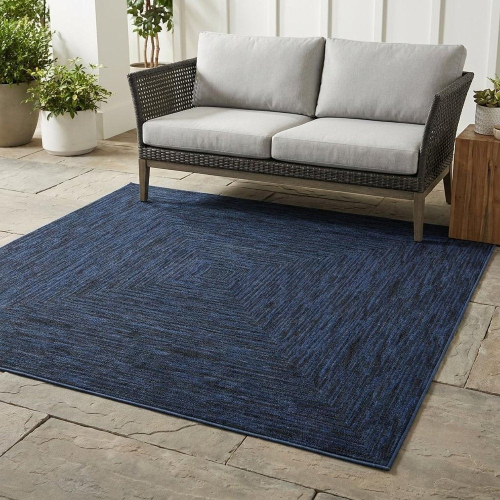 7' Midnight Blue Square Indoor Outdoor Area Rug — view 11