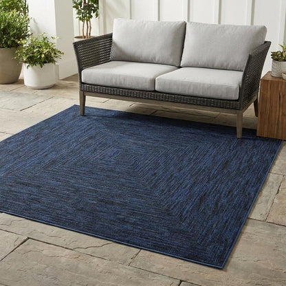 7' Midnight Blue Square Indoor Outdoor Area Rug HomeRoots