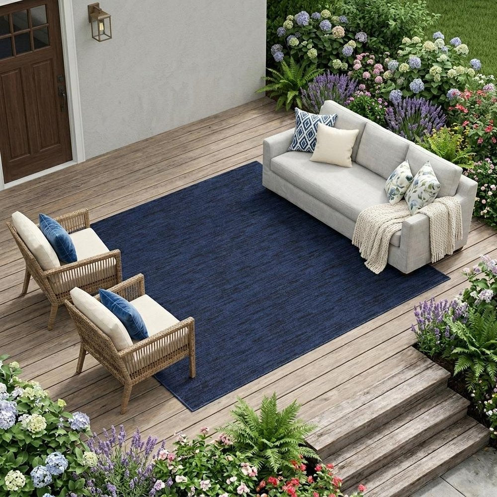 7' X 10' Midnight Blue Indoor Outdoor Area Rug — view 11