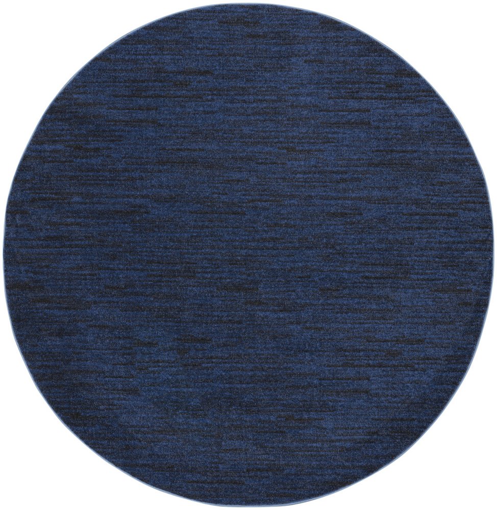 8' Midnight Blue Round Stain Resistant Indoor Outdoor Area Rug — view 7