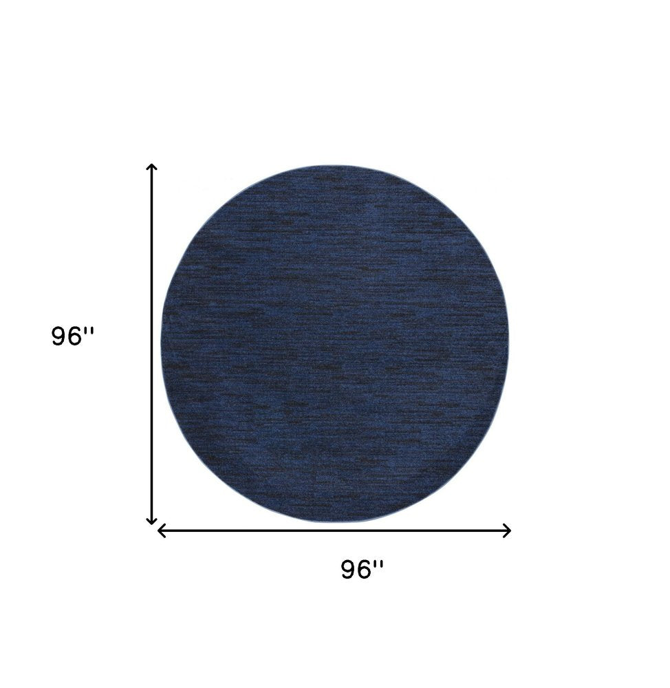 8' Midnight Blue Round Stain Resistant Indoor Outdoor Area Rug HomeRoots