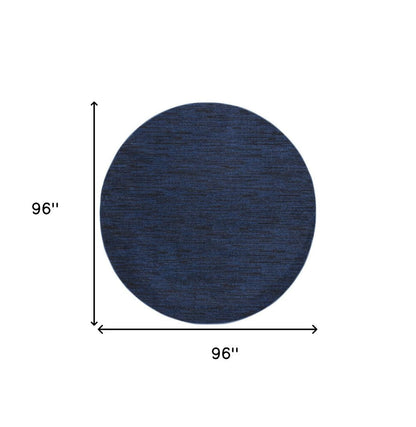 8' Midnight Blue Round Stain Resistant Indoor Outdoor Area Rug HomeRoots