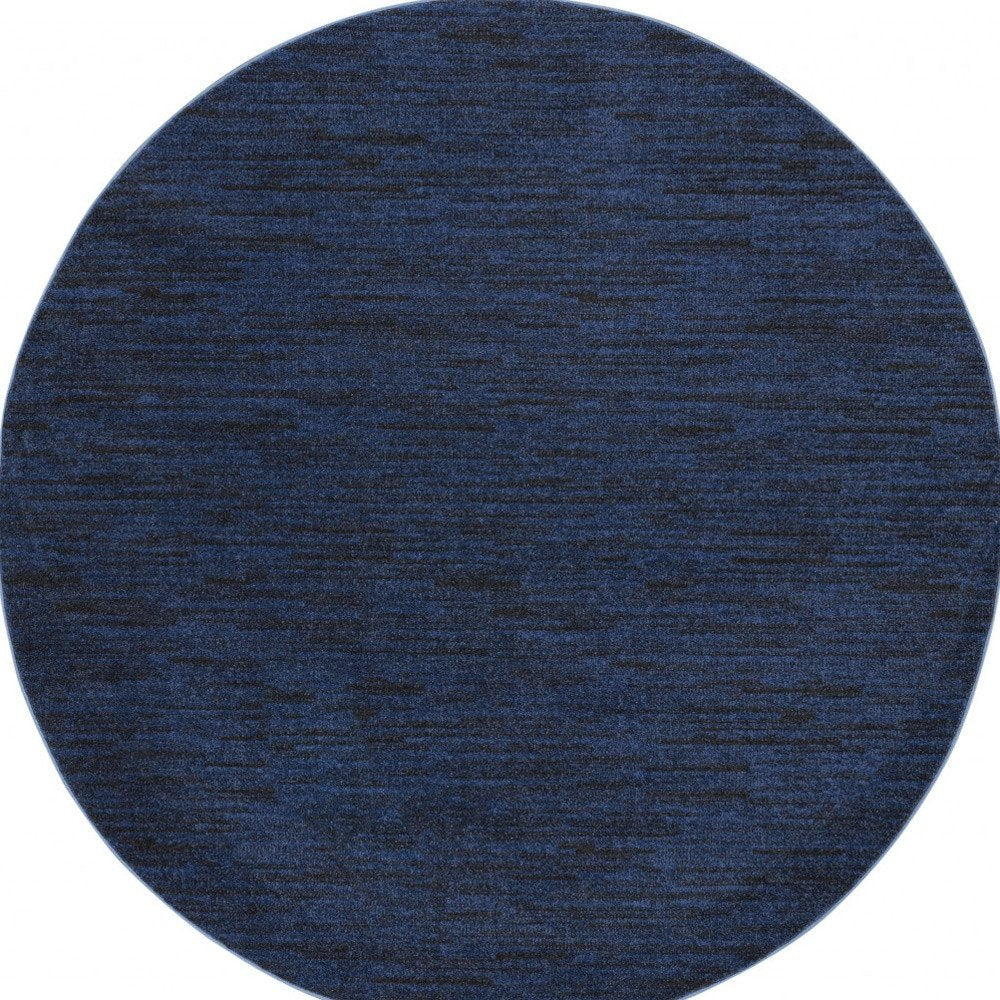 8' Midnight Blue Round Stain Resistant Indoor Outdoor Area Rug — view 1